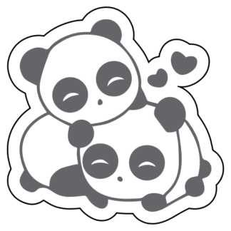 Cute Panda Couple In Love Sticker (Grey)